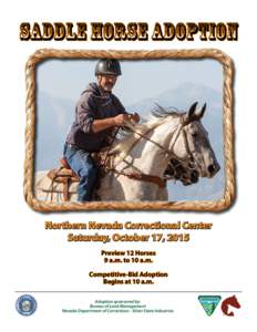 Saddle Horse Adoption  Northern Nevada Correctional Center Saturday, October 17, 2015 Preview 12 Horses 9 a.m. to 10 a.m.
