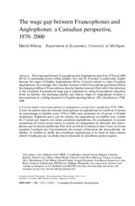 The wage gap between Francophones and Anglophones: a Canadian perspective, 1970–2000