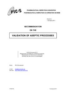 PHARMACEUTICAL INSPECTION CONVENTION PHARMACEUTICAL INSPECTION CO-OPERATION SCHEME PI[removed]January 2011