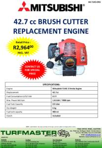 BR-TU43-ENGcc BRUSH CUTTER REPLACEMENT ENGINE Retail Price :