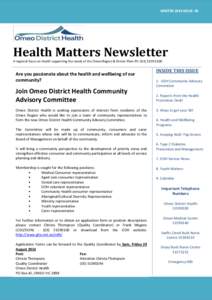 Geography of Australia / Benambra /  Victoria / Swifts Creek /  Victoria / Shire of East Gippsland / Diabetes management / Diabetes mellitus / Omeo / Health care / Pap test / East Gippsland / States and territories of Australia / Victoria