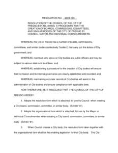 RESOLUTION NO[removed]RESOLUTION OF THE COUNCIL OF THE CITY OF FRESNO ESTABLISHING A PROCEDURE FOR THE