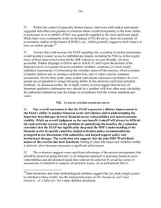 Chapter VII. Lessons and Recommendations -- IMF Independent Evaluation Office - Report on the Evaluation of the Financial Sector Assessment Program, January 5, 2006