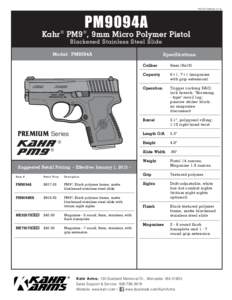 PDFSS-PM9094PM9094A Kahr ® PM9 ® , 9mm Micro Polymer Pistol Blackened Stainless Steel Slide