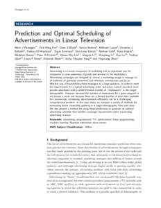 Panaggio et al.  RESEARCH Prediction and Optimal Scheduling of Advertisements in Linear Television