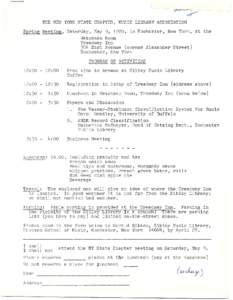 THE NEW YORK STATE  MUSIC LIBRARY ASSOCIATION Spring Meeting, Saturday, May 9, 1970 in Rochester, New York, at the watchman Room
