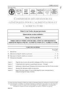 Objectifs et indicateurs relatifs aux ressources zoogénétiques pour l’alimentation et l’agriculture