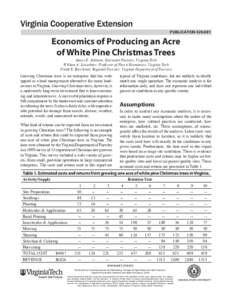 publication[removed]Economics of Producing an Acre of White Pine Christmas Trees James E. Johnson, Extension Forester, Virginia Tech William A. Leuschner, Professor of Forest Economics, Virginia Tech