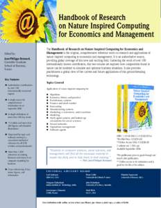 Handbook of Research on Nature Inspired Computing for Economics and Management Edited by: Jean-Philippe Rennard, Grenoble Graduate