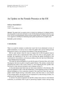 Olympiads in Informatics, 2015, Vol. 9, 127–137 DOI: http://dx.doi.orgioiAn Update on the Female Presence at the IOI