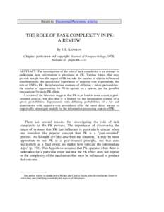 The Role of Task Complexity it PK: A Review