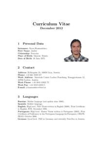 Curriculum Vitae December[removed]Personal Data