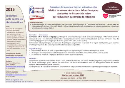 Formation de formateur-trice et animateur-triceEducation Lutte contre les discriminations