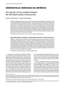 Arq Neuropsiquiatr 2005;63(2-B):[removed]HIDROCEFALIA DERIVADA NA INFÂNCIA