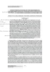 BULLETIN OF MARINE SCIENCE. 88(4):863–http://dx.doi.orgbmsRecruitment of Young-of-the-Year Fishes to Natural and Artificial Offshore Structure within Central and Southern California Waters