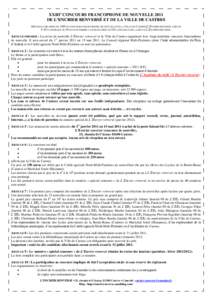 XXIIIe CONCOURS FRANCOPHONE DE NOUVELLE 2011 DE L’ENCRIER RENVERSÉ ET DE LA VILLE DE CASTRES DEPUIS SA CREATION EN 1989 LE CONCOURS FRANCOPHONE DE NOUVELLE DE LA VILLE DE CASTRES/L’ENCRIER RENVERSE A REUNICAN