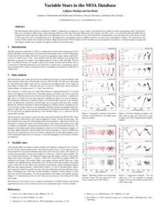 Variable Stars in the MOA Database Ljiljana Skuljan and Ian Bond Institute of Information and Mathematical Sciences, Massey University, Auckland, New Zealand ,   Abstract