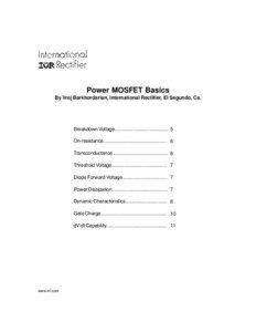 Power MOSFET Basics By Vrej Barkhordarian, International Rectifier, El Segundo, Ca.