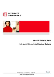 Intranet DASHBOARD High Level Extranet Architecture Options INTRANET. EXTRANET. PORTAL. www.intranetdashboard.com