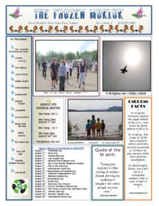 The Frozen Mukluk Local Monthly News from Faro, Yukon Vol. 4 Issue 8  AUGUST 2012