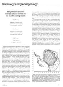 Glaciology and glacial geology Early Pliocene antarctic interglaciations: Climate and ice-sheet modeling results M. L. PRENTICE