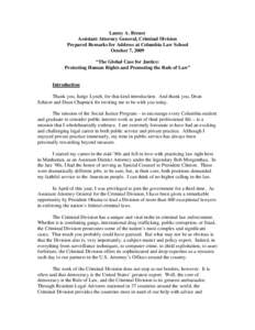 International criminal law / John Demjanjuk / Human rights / United States Department of Justice / Domestic Security Section / Criminal justice / Crimes against humanity / International human rights law / Rule of law / Ethics / Law / International law