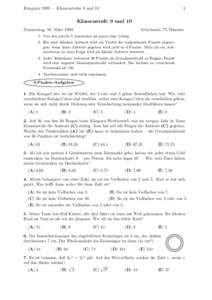 1  K¨anguru 1999 — Klassenstufen 9 und 10 Klassenstufe 9 und 10 Donnerstag, 18. M¨arz 1999