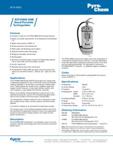 DATA SHEET  KITCHEN ONE Hand Portable Extinguisher Features