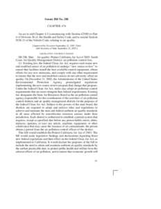 Senate Bill No. 288 CHAPTER 476 An act to add Chapter 4.5 (commencing with Section[removed]to Part 4 of Division 26 of, the Health and Safety Code, and to amend Section[removed]of the Vehicle Code, relating to air quality