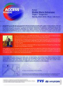 ACCESS music Artist: Shalini Maria Selvarajan Singer / Songwriter