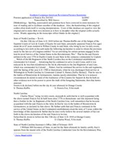 Southern Campaign American Revolution Pension Statements Pension application of Francis Fox S41543 fn18NC Transcribed by Will Graves[removed]Methodology: Spelling, punctuation and grammar have been corrected in some inst