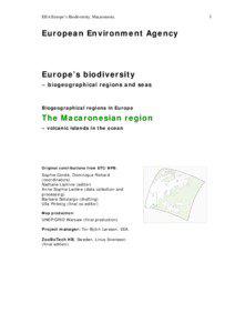 Europe’s biodiversity – biogeographical regions and seas: Biogeographical regions in Europe. The Macaronesian region - volcanic islands in the ocean