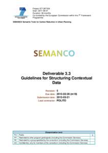 Project ICT[removed]Start: [removed]Duration: 36 months Co-funded by the European Commission within the 7th Framework Programme SEMANCO Semantic Tools for Carbon Reduction in Urban Planning