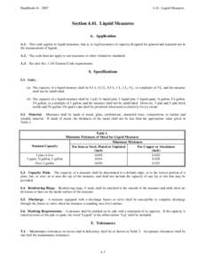 Handbook[removed]. Liquid Measures Section[removed]Liquid Measures A. Application