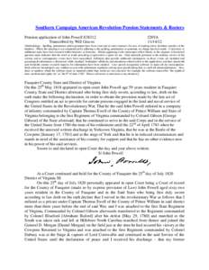 Southern Campaign American Revolution Pension Statements & Rosters Pension application of John Powell S38312 Transcribed by Will Graves f28VA[removed]