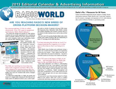 2013 Editorial Calendar & Advertising Information This media kit is designed to help you plan an effective print and online promotional strategy for[removed]Keep it handy and refer to it throughout the year. Your regional 