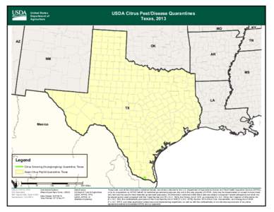 USDA Citrus Pest/Disease Quarantines Texas, 2013 United States Department of Agriculture