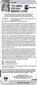 Sydney Kentridge / Steve Biko / Biko / Kentridge / Treason Trial / Albie Sachs / Apartheid in South Africa / South Africa / Civil rights movement