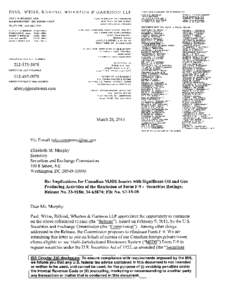 PAUL. WEISS, RIFKIND, WHARTON & GARRISON LLP 2001 K STREET, NW WASHINGTON, DC[removed]AVENUE OF THE AMERICAS NEW YORK, NY[removed]