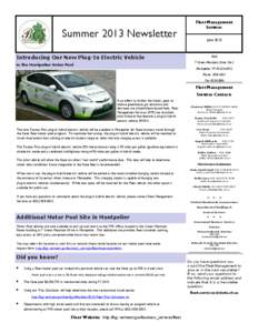 Summer 2013 Newsletter  Fleet Management Services June 2013