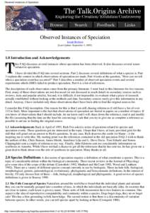 Observed Instances of Speciation  Observed Instances of Speciation Joseph Boxhorn [Last Update: September 1, 1995]