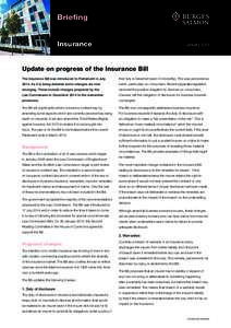 Briefing Insurance JanuaryUpdate on progress of the Insurance Bill