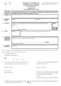 Form: Edition: NOTICE OF CHANGE OF ADDRESS FOR SERVICE OF NOTICES OR NAME