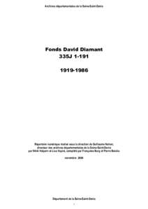 Archives départementales de la Seine-Saint-Denis  Fonds David Diamant 335J