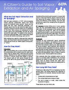 A Citizen’s Guide to Soil Vapor Extraction and Air Sparging What Are Soil Vapor Extraction And Air Sparging? Both soil vapor extraction, or “SVE,” and air sparging extract (remove) contaminant vapors from below