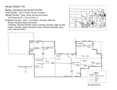 House District 116 Barber, Comanche and Kiowa Counties Ford County: City of Bucklin; Bucklin Township