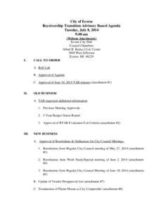 City of Ecorse Receivership Transition Advisory Board Agenda Tuesday, July 8, 2014 9:00 am (Without Attachments) Ecorse City Hall