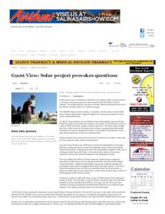 Guest View: Solar project provokes questions - Free Lance News : Letters To The Editor