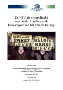 De NSV als metapolitieke voorhoede. Een duik in de kweekvijver van het Vlaams Belang.