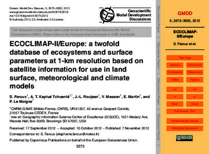 Geoscientific Model Development Discussions This discussion paper is/has been under review for the journal Geoscientific Model Development (GMD). Please refer to the corresponding final paper in GMD if available.